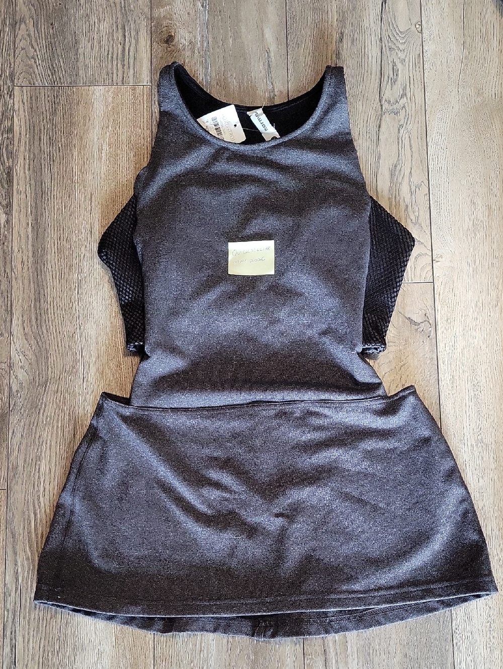 Karma Black Charcoal Sleeveless Mesh Panel Dress